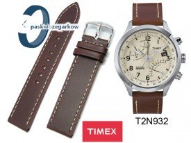 Pasek skórzany Timex - brązowy - 20mm - T2N932