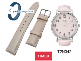Pasek skórzany Timex - różowy - 20mm - T2N342
