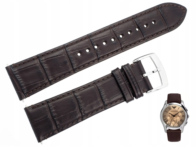 Oryginalny pasek Emporio Armani AR1785 brązowy aligator skóra 23mm
