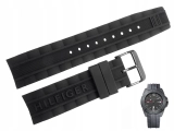 Oryginalny czarny pasek silikonowy profilowany z napisem Hilfiger do zegarka Tommy Hilfiger 1791042.