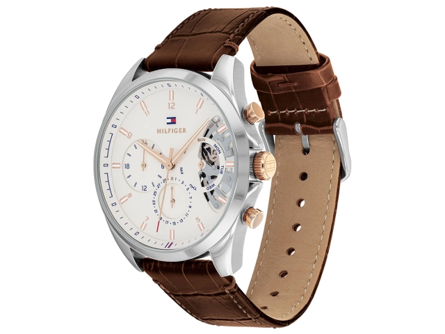 Pasek Tommy Hilfiger 1710450 Brązowa Skóra Aligator