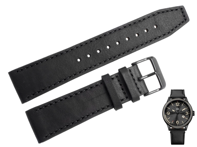 Oryginalny czarny pasek z gładkiej skóry naturalnej do zegarka Tommy Hilfiger 1791103 o szerokości 22 mm.