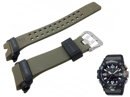 Oryginalny zielony pasek gumowy Casio G-Shock Mudmaster GG-B100-1A3 10595228 w stylu militarnym