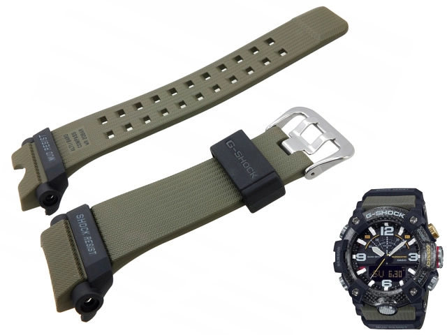 Oryginalny zielony pasek gumowy Casio G-Shock Mudmaster GG-B100-1A3 10595228 w stylu militarnym