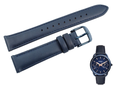 Oryginalny pasek Fossil Tailor ES4092 granatowy skóra 16mm