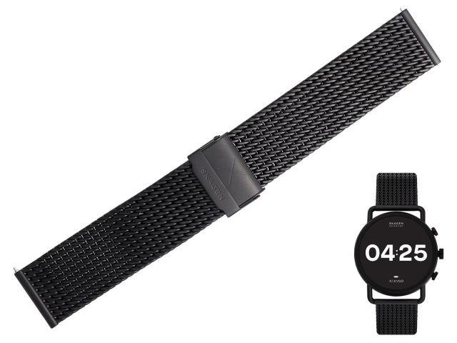 Oryginalna bransoleta Skagen Falster 3 SKT5207 czarna mesh 22mm
